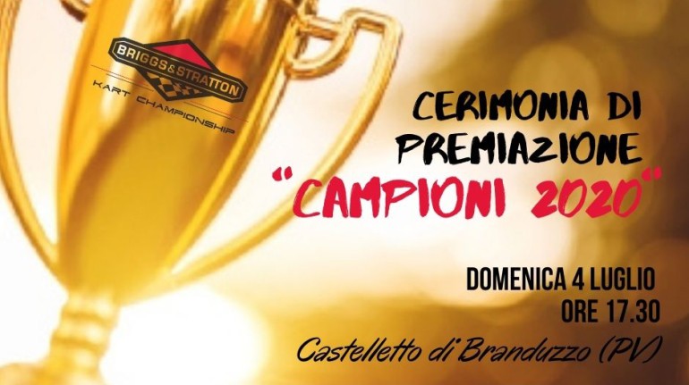 Domenica 4 luglio la Premiazione dei Campioni 2020 